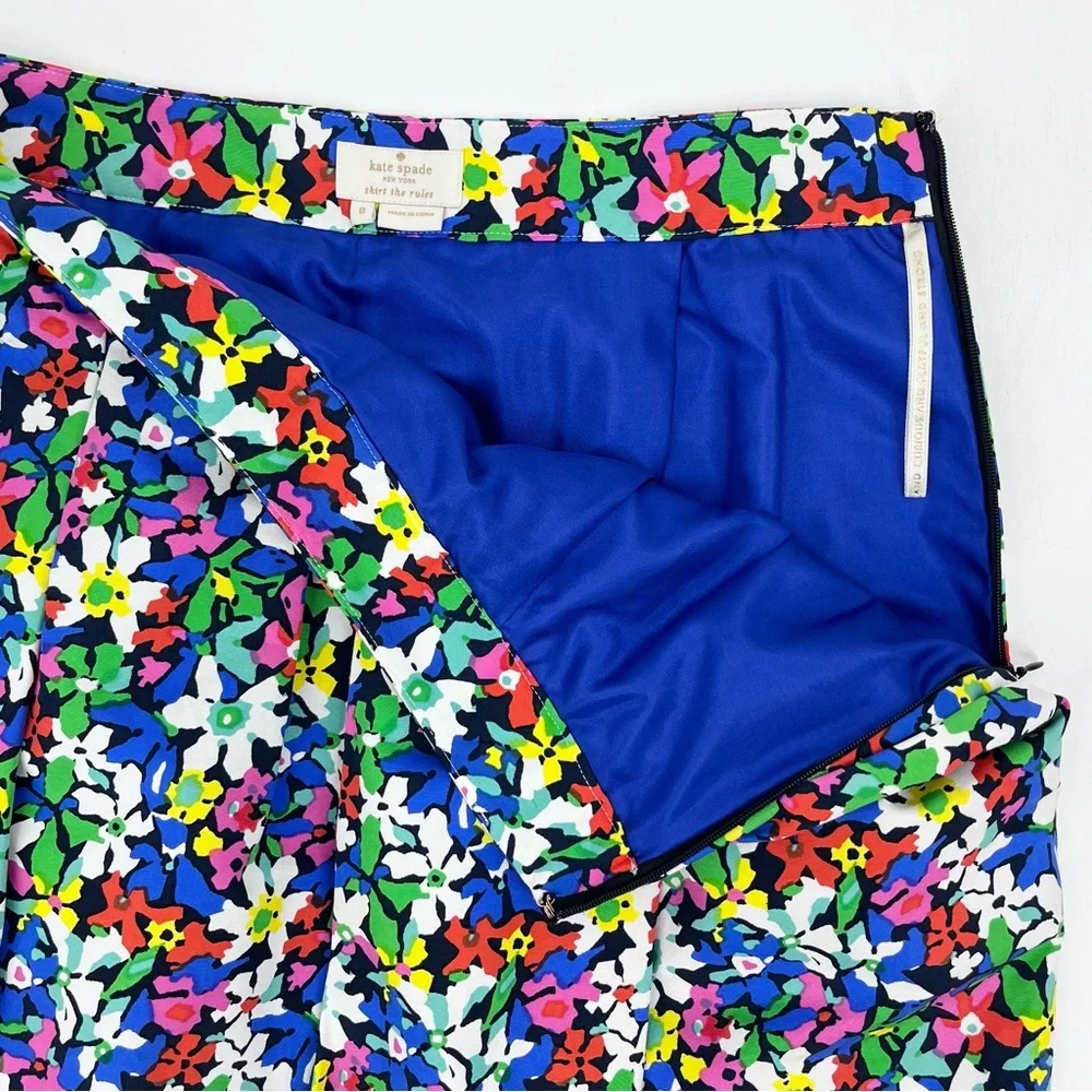 Kate Spade Silk Blend Henrita Full Bloom Floral Multicolor Mini Skirt w/Pockets